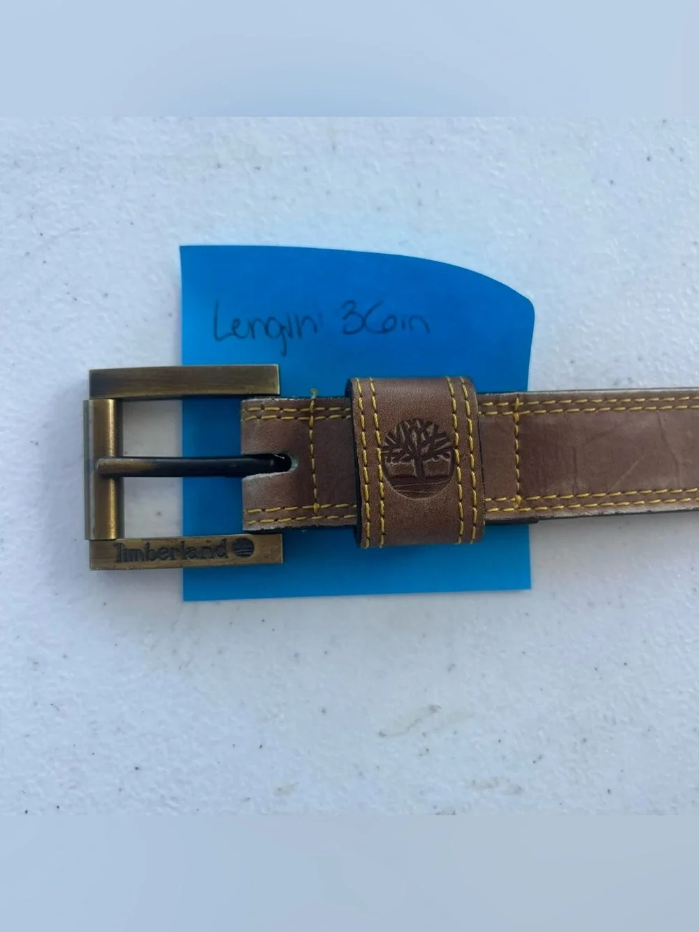Timberland Brown Leather Belt Size 80 Classic Genuine Leather Casual Accessory